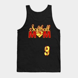 Softball Mom #9 Jersey Favorite Player Biggest Fan Heart Nine Tank Top